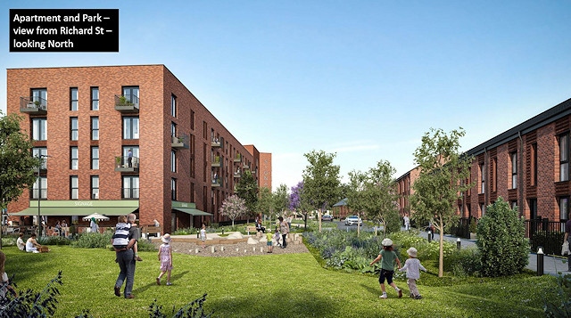 A CGI image of how the new housing development at Station Gardens could look