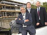 Councillor Mohammad Sharif, John Hudson, Chief Executive of RDA and Andy Prideaux, Operations Director of Pennine Land at Lock 50 of the Rochdale canal near the new business development