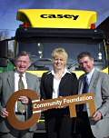 Peter Casey, Julia Rodgers (Community Foundation Trustee), and Tony Chell (MD Caseys)