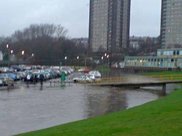 River Roch bursts banks at Hopwood Hall College