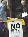 Peace campaigner Pat Sanchez collecting signatures in Rochdale on Saturday 30 December 2006