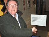 Heywood Councillor Peter Rush outside the closed Heywood Police Station