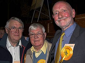 Liberal Democrat, Cllr. Peter Davison, who retained his seat in Castleton, with supporters