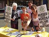 family group at the stall in Littleborough on Saturday 14 April 2007 ‘voting’ for ‘Nurses Not Nukes’.