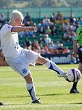 David Perkins fires in a shot; one of few for Rochdale