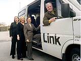 'New Middleton Local Link users Hayley Wright, Sherry Brannick and Margaret Eddleston celebrate the launch of the service with Councillor Allen Brett