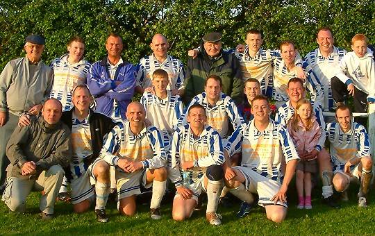 Rochdale Nomads team after the match with ‘Mr Nomads’ Cyril Fletcher, centre