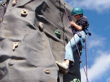 Ashleigh, aged 10 on the climbing wall