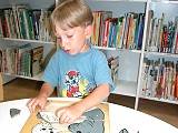 Boy in a library