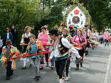 Morris Dancers pull the Rushcart