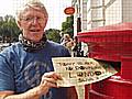 Philip Gilligan posting the card to Tony Blair from the Esplanade, Rochdale