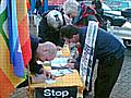 people signing postcards to Phil Woolas in Milnrow on Saturday 3 March 2007. 