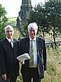 Councillor Peter Evans and MP Paul Rowen on Crook Hill, the proposed wind farm site