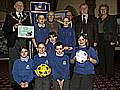 Councillor Allen Brett, Councillor Ashley Dearnley and Chief Executive of Rochdale Council, Roger Ellis with Schoolchildren from Furrow Community Primary School