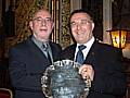 Ken Davies (right) receives the 'Man of Rochdale' award in 2006.