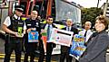 Responsible retail: Inspector Troisi of Greater Manchester Police, Colin Moran of Greater Manchester Fire and Rescue service, Councillor Ibrar Khan and Ted Flynn, Andy Collinson of Greater Manchester Fire and Rescue service and Michaela Monk of Rochdale  Council’s Trading standards.