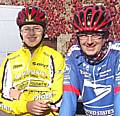 Dan and Gary Eaton relaxing after completing the Lancashire Loop Challenge.