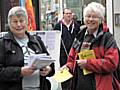 Peace Group members had out leaflets