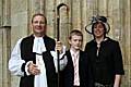 The Rt Rev Mark Davies with his wife Joanne and son Tim