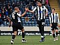 Goal time: Rene Howe (right) celebrates with Nathan Stanton