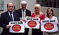 Paul Rowen MP (2nd left) with campaigning Rochdale Councillors (from left) Elwyn Watkins, Helen Foster-Grime and Wera Hobhouse