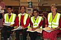 Heybrook Primary School pupils Fezaan Khan, Aliyah Ramzan, Faizah Faruque and headteacher Tina Wheatley