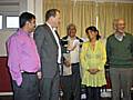 Simon Danczuk hands over the money raised alongside Councillor Imtiaz Ahmed, Ghulam Shahzad, Cilla Baynes and John Beasley