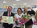 Lisa Jacques (centre) with her award and prizes alongside Mark and Sally Webster from Boots