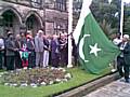 Town Hall officials join the Pakistani community in raising the Pakistan flag to commemorate 61 years of independence from Britain.