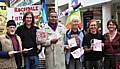 Peace Group members (George Abendstern, Sam O'Brien, Samir Chatterjee, Pat Sanchez, Amy Gilligan and Patricia Gilligan) in Yorkshire Street with leaflets about the demonstration.