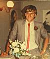 A 23-year old Greg Couzens at the opening of his hair salon in 1983.