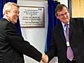 Secretary of State for Health, Alan Johnson MP, with Heywood, Middleton and Rochdale NHS Chairman, John Pierce, at the naming ceremony of the state-of-the-art health centre, Nye Bevan House