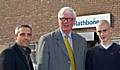 Rathbone Assistant Centre Manager Andrew Baxter, Paul Rowen MP and Rathbone trainee Danny Burke outside the training centre during the MP's visit.