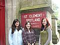 Georgia Bishop, Eleanor Edmonds and Harriet Eaves at St Clement's.