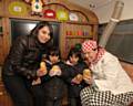 Nafisa Hussein and her daughters with chef Rebecca Exton Russel on 'The Potato Story'