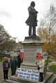 Rochdale and Littleborough Peace Group members at John Bright's statue.