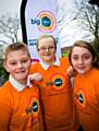 Paul Cleary, age 11 from Bowlee Park Primary School, Middleton, Megan Hernon, age 10 from Moorhouse Primary School, and Demi Casson, age 10 from Bowlee Park Primary, at the Big Listen event.