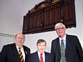 Paul Rowen MP, Councillor Peter Clegg and Spotland resident Peter Conroy with the Rochdale World War One memorial board at the Fusiliers Museum.