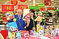 Peter Lowndes and Debbie Ashdown with all the exciting prizes at Asda