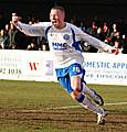 Nicky Adams celebrates his debut goal at Dagenham.