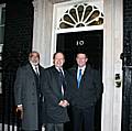 Simon Danczuk, PC Dermody and local campaigner Surinder Biant outside 10 Downing Street after the reception.
