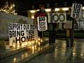 Peace group members at the vigil on Tuesday.