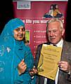 Sports Leader of the Year Halima Begum and Mr Eryl Hughes, Projects Manager North-West, Sports Leaders UK