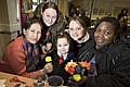 Zubaida Ali Yawar, Yvonne Kelly, Lauren Kershaw, Coronation Street star Vicky Binns, and Idayat Adeyinica at the International Women's Day event in Langley.