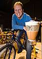 Antony Cotton tries out the smoothie maker.