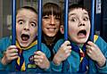 Two young beavers in the cells with PCSO Dominique Grimes.