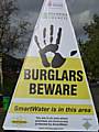 Burglars beware: This sign warns would-be burglars that SmartWater has been used in homes in the area.