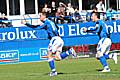 Adam Rundle celebrates his equaliser at Luton last season.