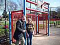 Councillor Dale Mulgrew and local resident Mandy Swift at the Kirkholt Kickpitch.