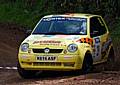 Joe Cruttenden guides the Lupo rally car around the Somerset course.